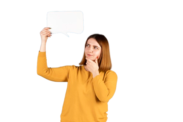young-woman-holding-thought-bubble